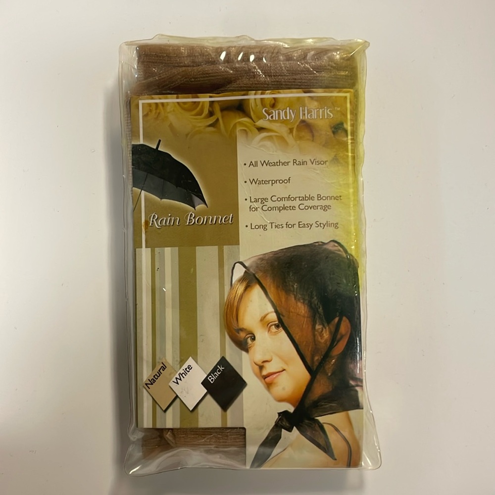 Vintage waterproof rain bonnet by Sandy Harris